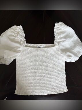 Steve Madden Cream Smocked Textured Top